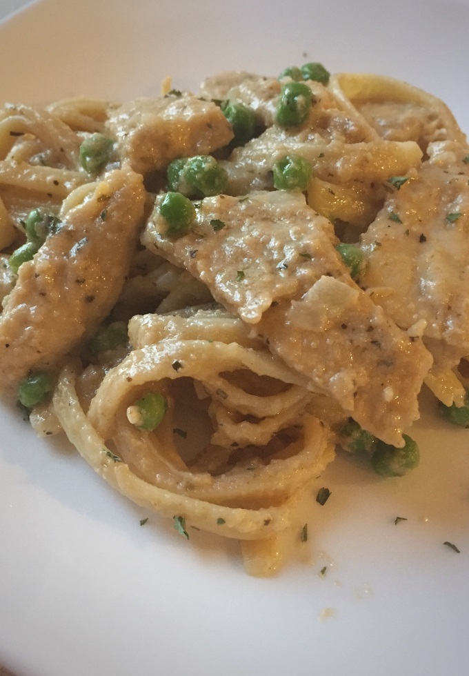 Cajun Chicken Alfredo With Peas and Cashew Cream DadsPantry