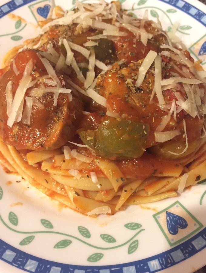 Seared pork loin cacciatore.