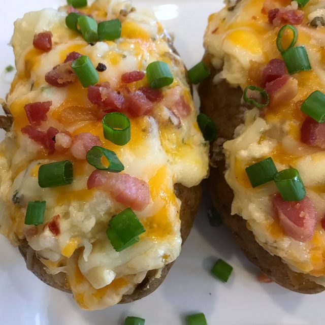 Loaded four cheese Italian seasoned baked potatoes