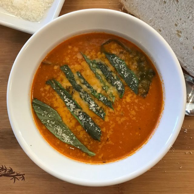 Roasted tomato and basil soup.