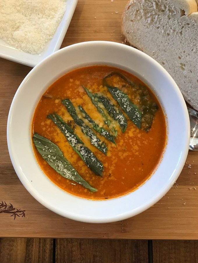 Roasted tomato and basil soup.