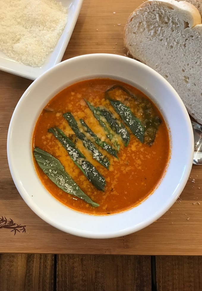 Roasted tomato and basil soup.