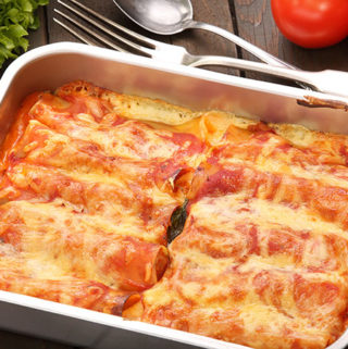 Cheese and spinach manicotti.