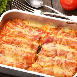 Cheese and spinach manicotti.