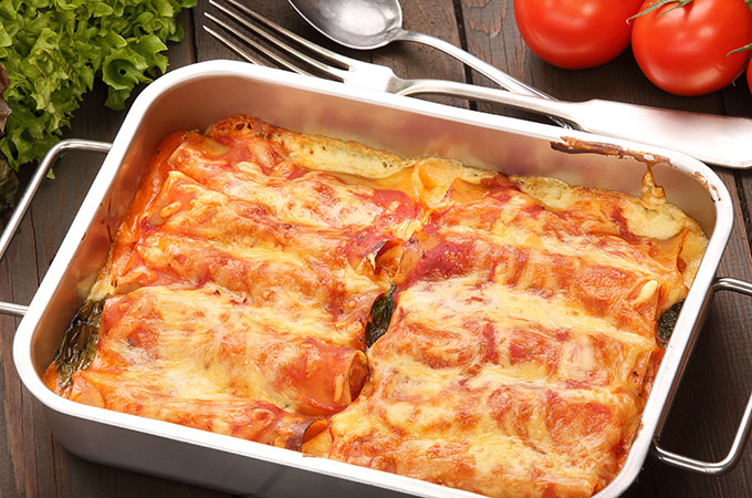  Three Cheese Manicotti with Spinach and Proscuitto 