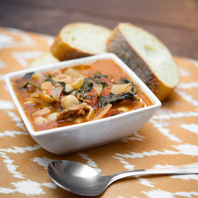 Spicy Sausage and Bean Soup With Escarole