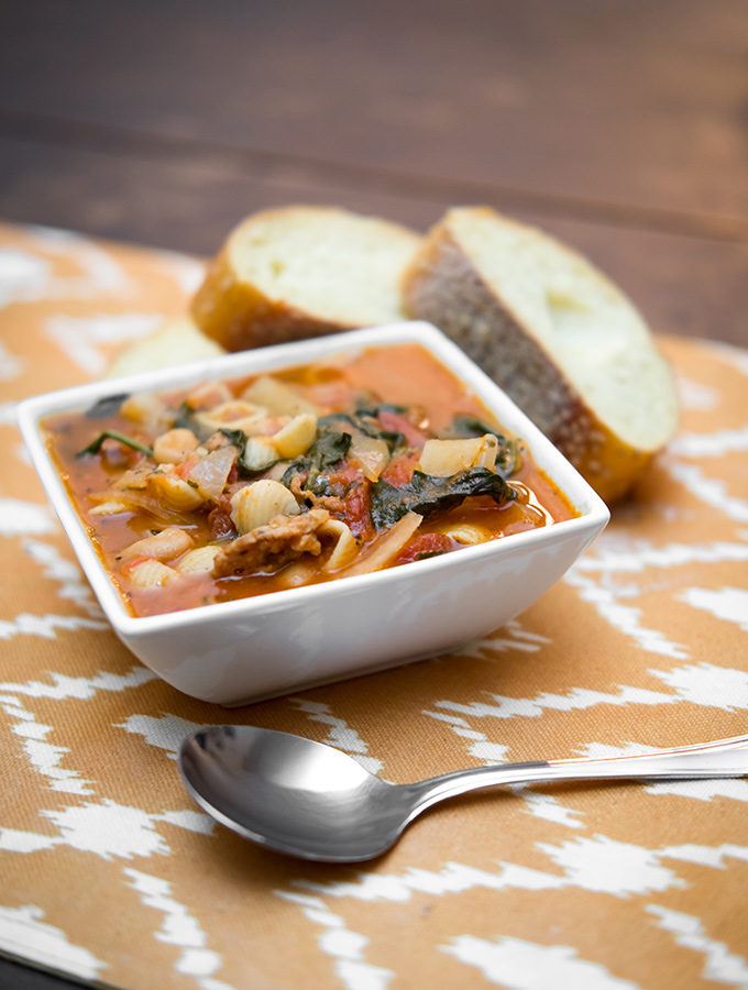 Spicy Sausage and Bean Soup With Escarole