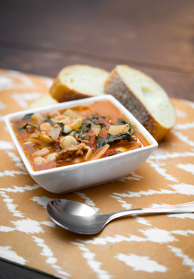 Spicy Sausage and Bean Soup With Escarole