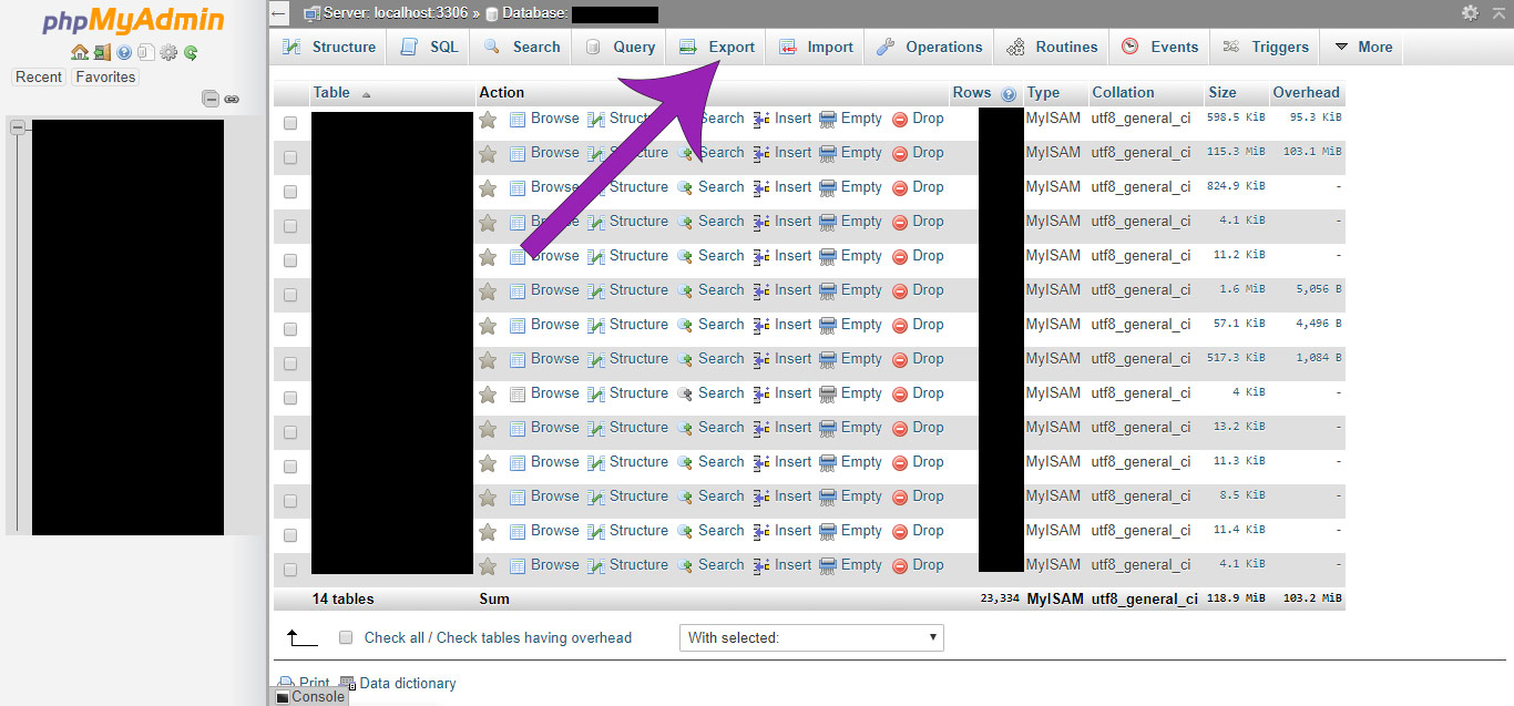  PHPMyAdmin Export 