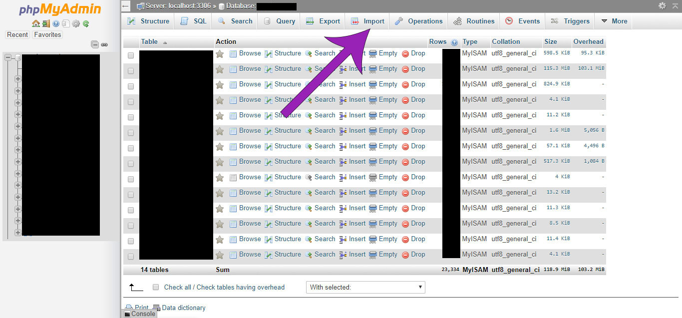  PHPMyAdmin Import 