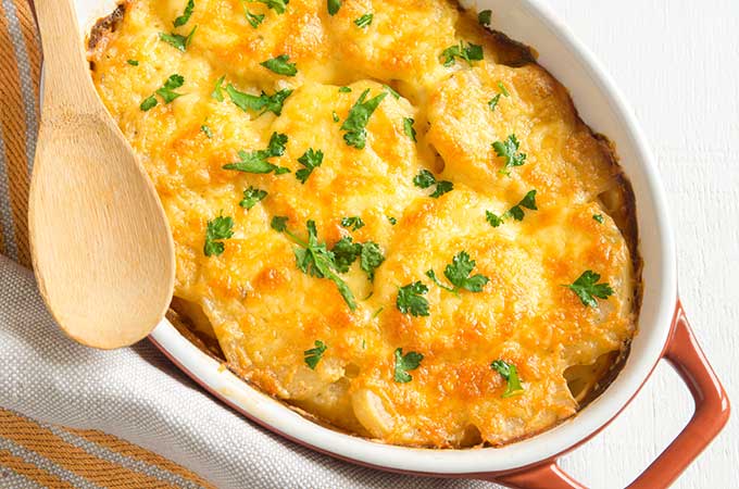 Creamy cheesy potatoes au gratin.