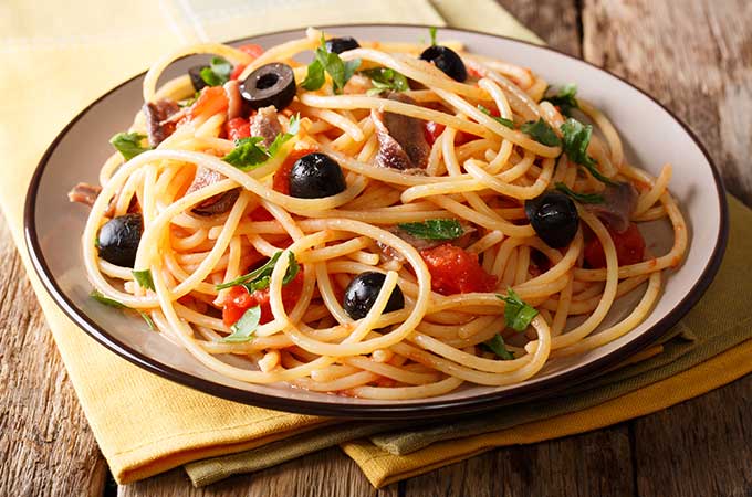 Delicious spaghetti alla puttanesca.
