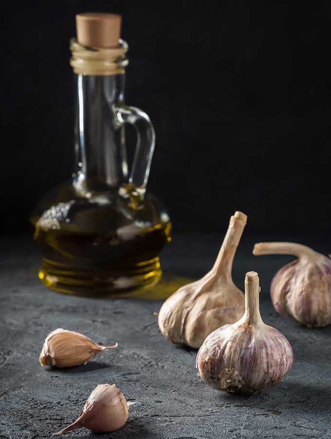 Garlic infused extra virgin olive oil.