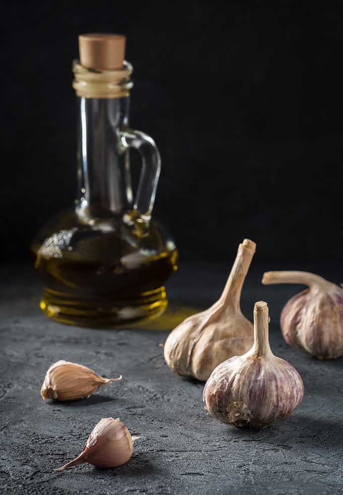 Garlic infused extra virgin olive oil.