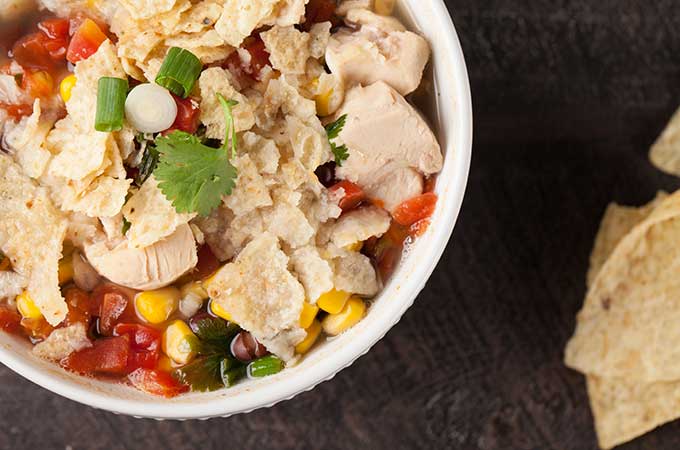 Delicious quick and easy chicken tortilla soup.
